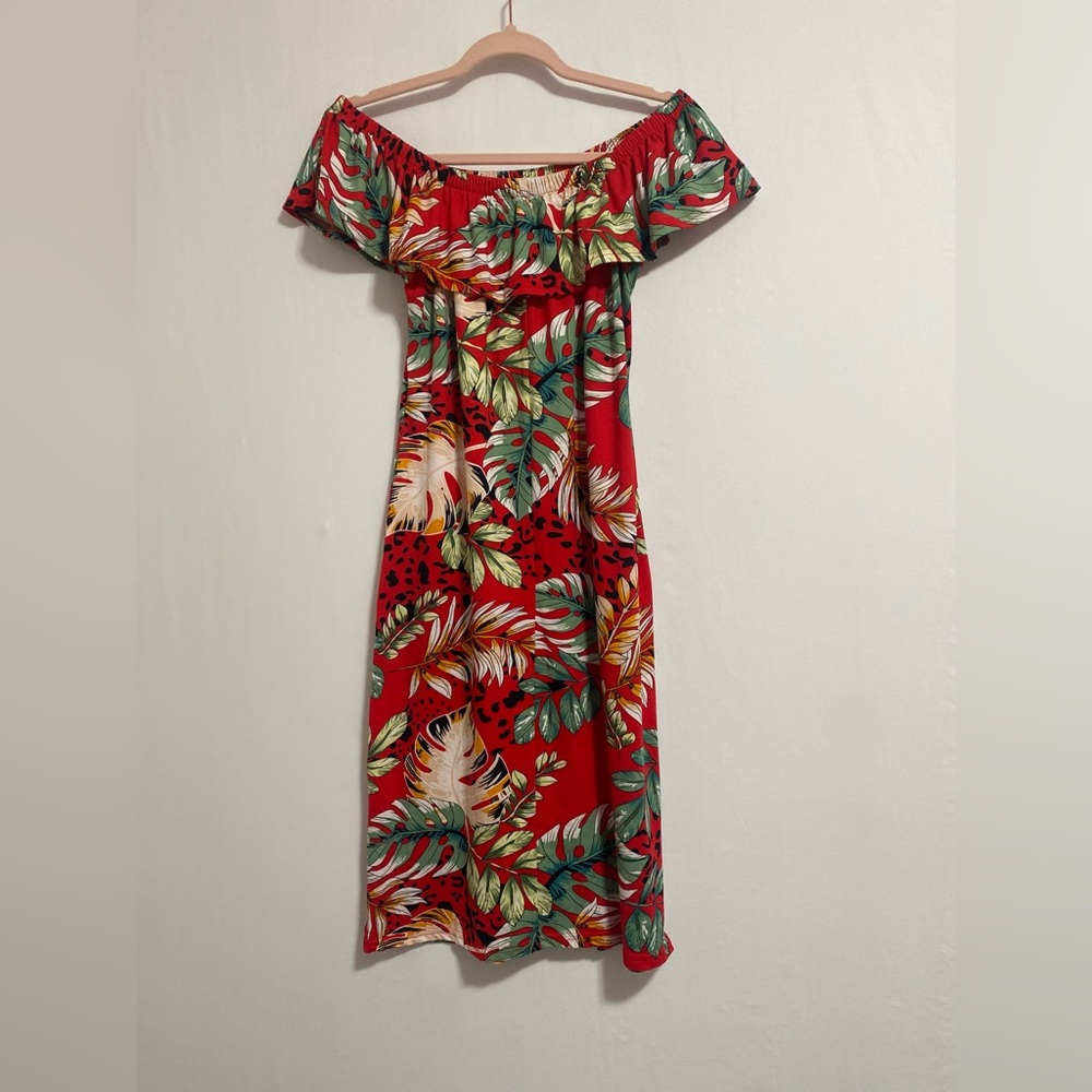 Jordan Red and Green Tropical Mini Dress